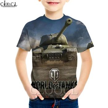 CLOOCL Vaikams Žaidimai, World of Tanks T Marškinėliai Berniukui, Mergina 3D Spausdinimo trumpomis Rankovėmis Marškinėlius Baby Juokinga Jaunimo Harajuku Viršūnės