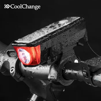 CoolChange Saulės Dviračio Žibintas atsparus Vandeniui USB Įkraunama Fakelas Dviračių Ragų Šviesos Žibintų Naktį Jojimo Saugos Dviračių Šviesos Bell
