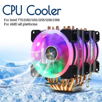 CPU Aušintuvo 6 Heatpipe RGB LED Ventiliatorius 4pin Tylus Ventiliatorius Aušinimo Heatsink Intel 775/1150/1151/1155/1156/1366/X79 LGA2011 X99 AMD