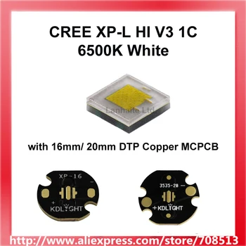 Cree XP-L HI V3 1C 6500K Baltas LED Spinduolis Plikomis LED 16 mm / 20mm Vario Plokštės (1 pc)