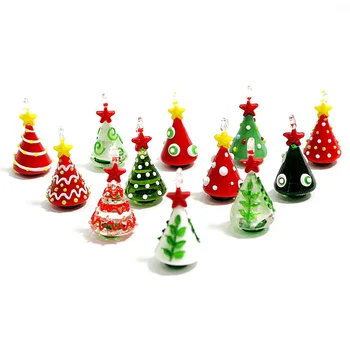 Custom Murano Stiklo Christmas Tree Figūrėlės Mielas Miniatiūriniai Santa Sniego Saldainiai Cukranendrių Gyvūnų Kalėdų Papuošalų Už Namų Puošybai