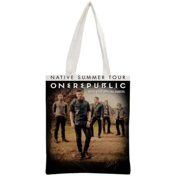 Custom OneRepublic Nešti Maišą Daugkartinio naudojimo kelioninį krepšį Moterų Pečių Sulankstomas Drobės Pirkinių Maišeliai Tinkinti savo įvaizdį