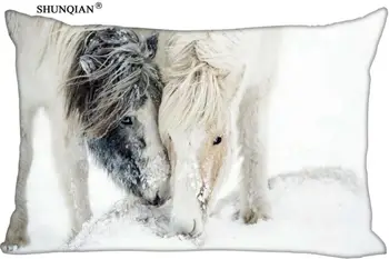 Custom White Horse Užvalkalas Namų kambarį pagalvės užvalkalas Stačiakampio formos Šilko Užvalkalas Dviejų Pusių Spausdinti