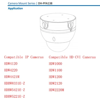Dahua DH-PFA138 kameros stovas Vandens įrodymas: kabelių Paskirstymo Dėžutės Suderinama Kėbulo Tipas IP dome kameros DH-IPC-HDBW5421E-Z HDCVI kamera 2220