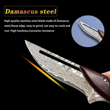 Damasko plieno taktinis mechaninė sulankstomas peilis nešiojamų lauko išgyvenimo kempingas išgyvenimo peilis fiksuotas peilis vaisių peilis EDC CS