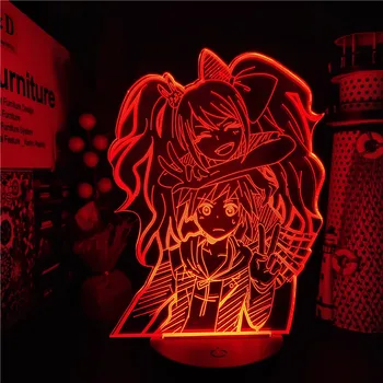 Danganronpa junko ir makoto 3D Lempos Anime, LED Apšvietimas, Lempos Akrilo RGB naktinė lempa Namų Kambario Dekoro Vaikams, Vaiku Gimtadienio Dovana
