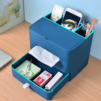 Daugiafunkcinis biuro laikymo dėžutė su veidrodžiu kosmetikos laikymo dėžutė nuotolinio valdymo talpinimo kosmetikos stalčiuko audinių langelį