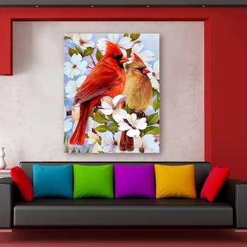 Dažų numeris meno tapybos numerius, Gėlių ir paukščių žiemos raudona paukščių slyvų filialas