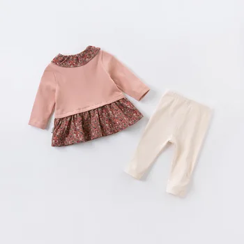 DB14830 dave bella rudenį kūdikių mergaičių mados gėlių spausdinti kratinys drabužių rinkiniai vaikams mielas komplektai vaikams 2 vnt kostiumas
