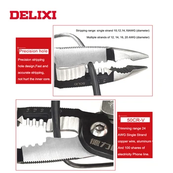 DELIXI 5 1 8 colių Multitool Derinys, Replės, Valikliai/Crimper/Deburr/žoliapjovės/clamper adata nosies vielos Rankinių įrankių rinkinys