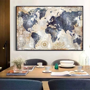 Derliaus Pasaulio Žemėlapyje Drobė Paveikslų, Plakatų ir grafikos Sienos Meno Nuotrauką Kambarį Namo Apdaila