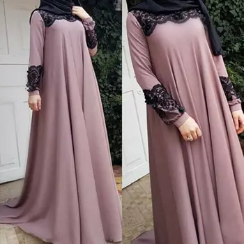 Derliaus Plius Dydis Abaja Kaftan Jilbab Moterų Musulmonų Ramadano Ilgomis Rankovėmis Maxi Suknelė Dubajus Islamo Mados Vakarėlį Kokteilių Apranga