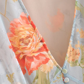 Derliaus Stilingas Gėlių Spausdinti Plisuotos Šifono Midi Suknelė Moterims 2020 Mados V Kaklo Peteliškę Varčias, Suknelės, Laisvalaikio Femme Vestidos