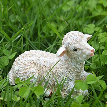 Derva mini gyvūnų dirbtinis avių modelio papuošalus Miniatiūriniai darbalaukio amatų micro kraštovaizdžio skulptūra 