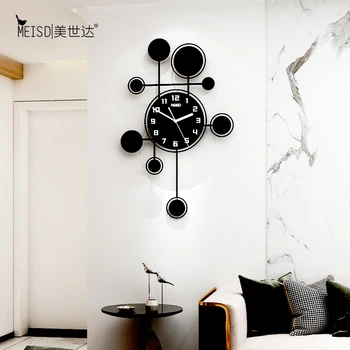 Devyni ratą Silent Akrilo Swingable Dekoratyvinės Sienų Laikrodis Modernus Dizainas Kambarį Namo Apdaila Sienos Žiūrėti Siena Lipdukas