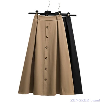 Didelio dydžio moteriški vasaros naują juosmens lieknėjimo vientisos spalvos korėjos versija aukšto juosmens pusė ilgis-line sijonas