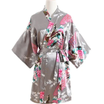 Didelis Dydis XXXL Moterų Chalatas Chalatas Kimono Suknelė Su Diržo Spausdinti Gėlių Sleepwear Seksualus Pižamą naktiniai drabužiai Lady Vestuvių Dovana