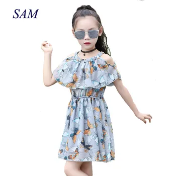 Didelis mergaičių šifono suknelė paauglių suknelė mažai mergaičių suknelės vasaros 2019 vaikai mergina drabužių dydis 3 4 5 6 7 8 9 10 11 12 metų