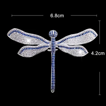 Didelis Mėlyna Balta Dragonfly Sagė kalnų krištolas Broach Vintage Stiliaus Nuotakos Puokštė Šalikas Vabzdžių Sagės Pin Prabanga Dovana Jai