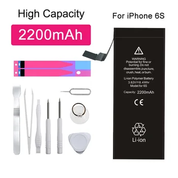 Didelės Talpos Bateriją, Skirta iPhone 6S 6GS 2200mAh Telefono pakaitalas iPhone6S Baterijas + Nemokamas Įrankiai