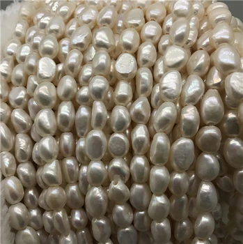 Didelę Skylę 9-10mm Formos Grynuolis Aukštos Blizgesys Dirbtiniu būdu išaugintų Natūralių Nekilnojamojo Perlų, Gėlavandenių Perlų Karoliai, Papuošalai Priėmimo 