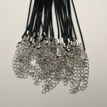 Didmeninė 1,5 MM juodo Vaško virvę omarų užsegimas karoliai virvelę geros kokybės bižuterijos pakabukas virvių, 50pcs/lot Nemokamas pristatymas