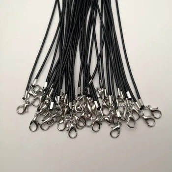 Didmeninė 1,5 MM juodo Vaško virvę omarų užsegimas karoliai virvelę geros kokybės bižuterijos pakabukas virvių, 50pcs/lot Nemokamas pristatymas