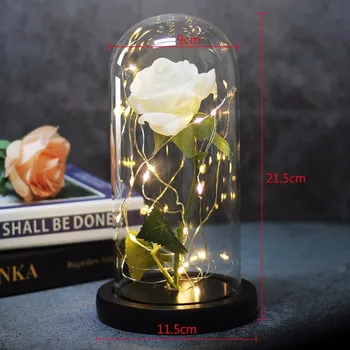 Dirbtinių Rožių Grožio Ir Žvėrys Gėlių Stiklo Kupolas Diržo LED Lempos Kalėdų Namų Dekoro Valentino Diena Naujųjų Metų Dovana