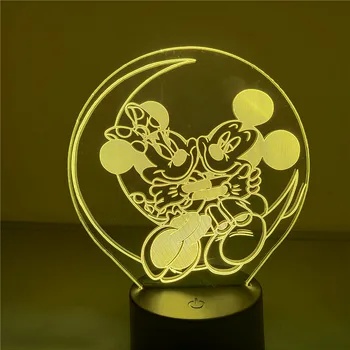 Disney Mickey & Minnie Mouse LED Nakties Šviesos Anime 3D Lempa Mėnulio Šviesos, Vaikams, Vaikų, Miegamojo, Apdailos Lampara Lampe Luminaria