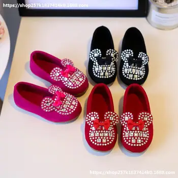 Disney nauja merginos laisvalaikio bateliai princesė vieno bateliai baby Mickey Mouse dilimui mados žirniai batai