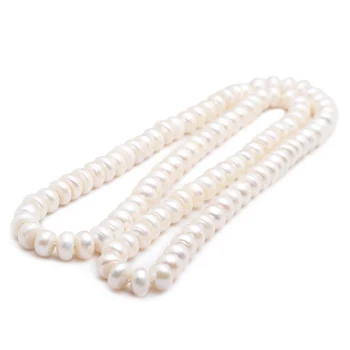 Dizainas 10-11mm 82 cm baltos spalvos gėlavandenių perlų didelės virtos duonos apvalūs karoliukai, perlų karoliai megztinis grandinės bižuterijos