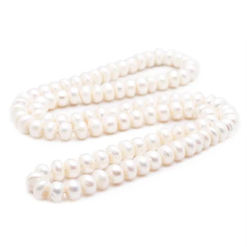Dizainas 10-11mm 82 cm baltos spalvos gėlavandenių perlų didelės virtos duonos apvalūs karoliukai, perlų karoliai megztinis grandinės bižuterijos