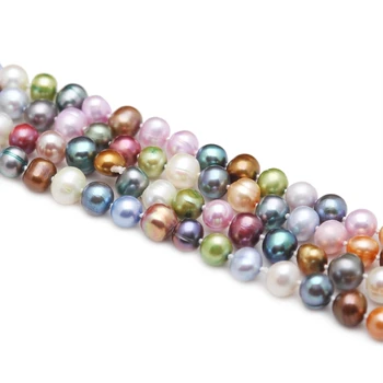 Dizainas 6x7.5mm mišrios spalvos gėlavandenių perlų vėrinį ilgas megztinis grandinės 158cm bižuterijos