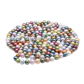 Dizainas 6x7.5mm mišrios spalvos gėlavandenių perlų vėrinį ilgas megztinis grandinės 158cm bižuterijos