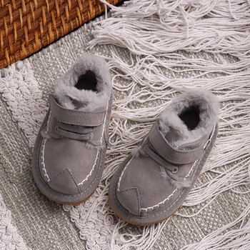 Dolakids Žieminiai batai vaikų odos medvilnės batai berniukams ir mergaitėms aksomo bateliai kūdikiui, šiltas, neslidžia atsitiktinis batai 0-6