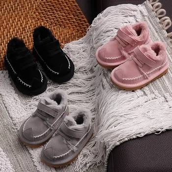 Dolakids Žieminiai batai vaikų odos medvilnės batai berniukams ir mergaitėms aksomo bateliai kūdikiui, šiltas, neslidžia atsitiktinis batai 0-6