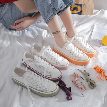 Drobė Mados Batai sneaker Moteris 2020 M. Pavasarį Naujas Mados Candy Spalva Moterų Laisvalaikio Bateliai Butai Drobės Moterų Atsitiktinis, Kietas Batai