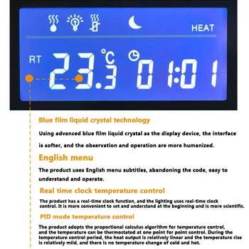 DTC-120 Skaitmeninis Termostatas, Temperatūros Reguliatorius Vandeniui Jutiklis MUMS ES Kištuko Lizdą Mėlyna juosta LCD 2 Etapas Šildymo, Vėsinimo Režimas