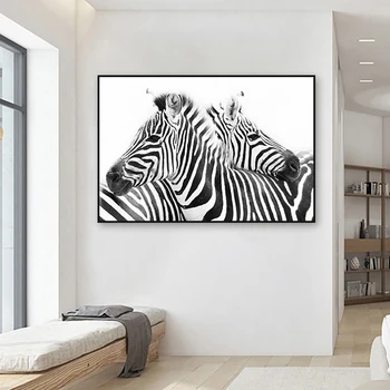 Du Zebrai Nuotraukų Spausdinimo Sienos Meno Plakatai Juoda Ir Balta Linija, Drobė Paveikslų, Gyvūnų, Sienų Tapyba už Kambarį Cuadros