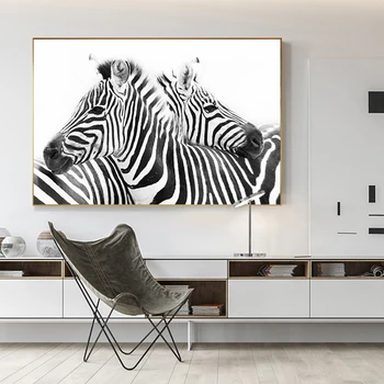 Du Zebrai Nuotraukų Spausdinimo Sienos Meno Plakatai Juoda Ir Balta Linija, Drobė Paveikslų, Gyvūnų, Sienų Tapyba už Kambarį Cuadros