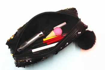 Dviejų spalvų china pen maišelį Madingi moteriški rankinės, Spalvinga saugojimo krepšys su plushed kamuolys didelės talpos