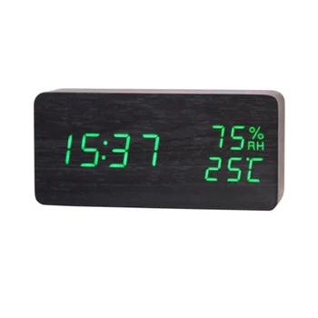 Dviguba maitinimo medienos laikrodis LED ekranas, medinės žadintuvai su data/temperatūros/drėgmės, skaitmeninių laikrodžių xyzTime