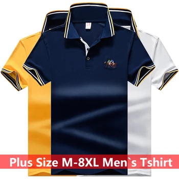 Dydis M-8XL Vasaros Klasikiniai Polo Marškinėliai Vyrams, Siuvinėjimo vyriški Polo Marškinėliai Atvartas Atsitiktinis Kvėpuojantis Tee Marškinėliai Vyrų Camisa Masculina