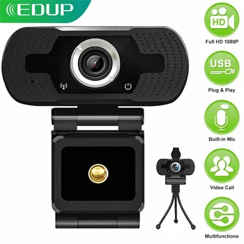EDUP 1080P Kamera, Mini USB Kompiuterio WebCamera Skaitmeninė Web Kamera Su Micphone Pasukti Kamera Live Transliacijos Vaizdo skambučiams