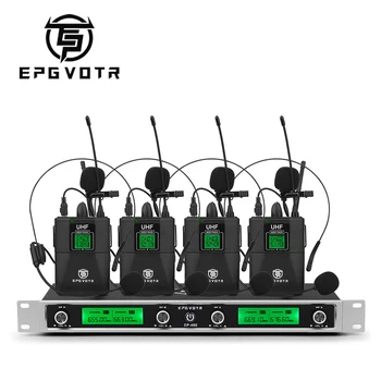 EPGVOTR 4 Kanalų UHF Belaidžio Lavalier Microphone EP-400 su 4 Bodypack Siųstuvai Etape Bažnyčios Šeimos Vakarėlį 60 Metrų