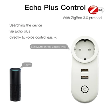 ES ZigBee3.0 Dual USB Belaidžio Lizdo Kištuką SmartThings App Nuotolinio Valdymo Echo Plius 2MQTT Nustatymas Dirbti su Alexa 