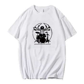 Estetinės Gotikos Da Vinci Juokinga T-Shirt Vitruvian Man, Roko Grupė Derliaus Grafinis Muzikos Naujovė Streetwear Marškinėliai
