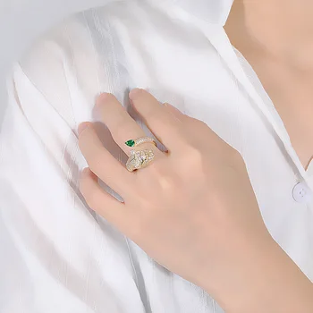 Estilo europeu feminino leopardo gyvūnų anel de luxo rosa ouro aberto anéis de casamento promessa ajustável anéis de noivado par