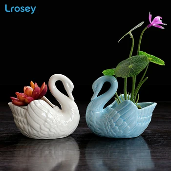 Europos baltoji gulbė gėlių vaza stalo puodą keramikos amatų kūrybinės office sodo 