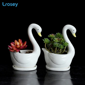 Europos baltoji gulbė gėlių vaza stalo puodą keramikos amatų kūrybinės office sodo 